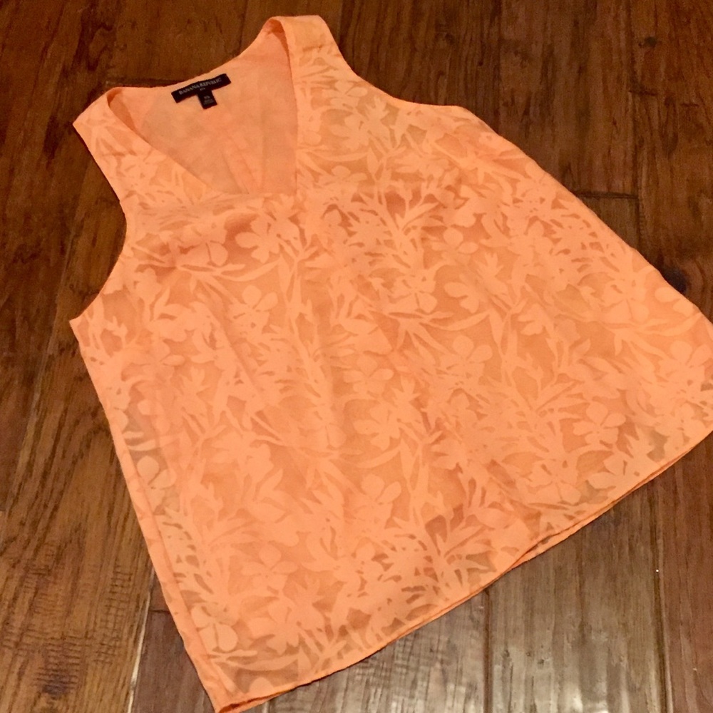 Peach/Coral Linen Blend BR Tank/Shell - Sz XS